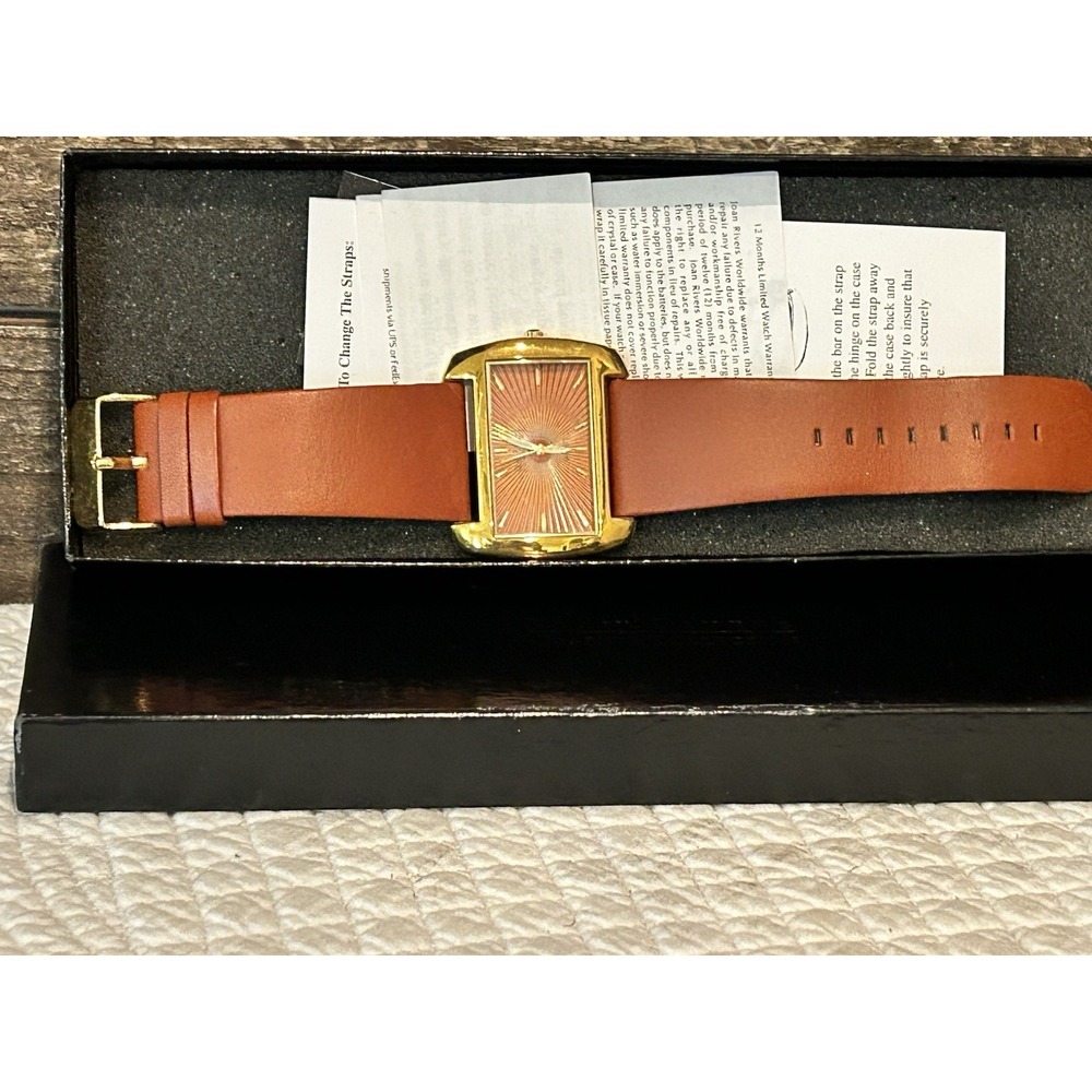 Vintage Joan Rivers Classics Women's Watch Brown Leather‎ Band  W/Box